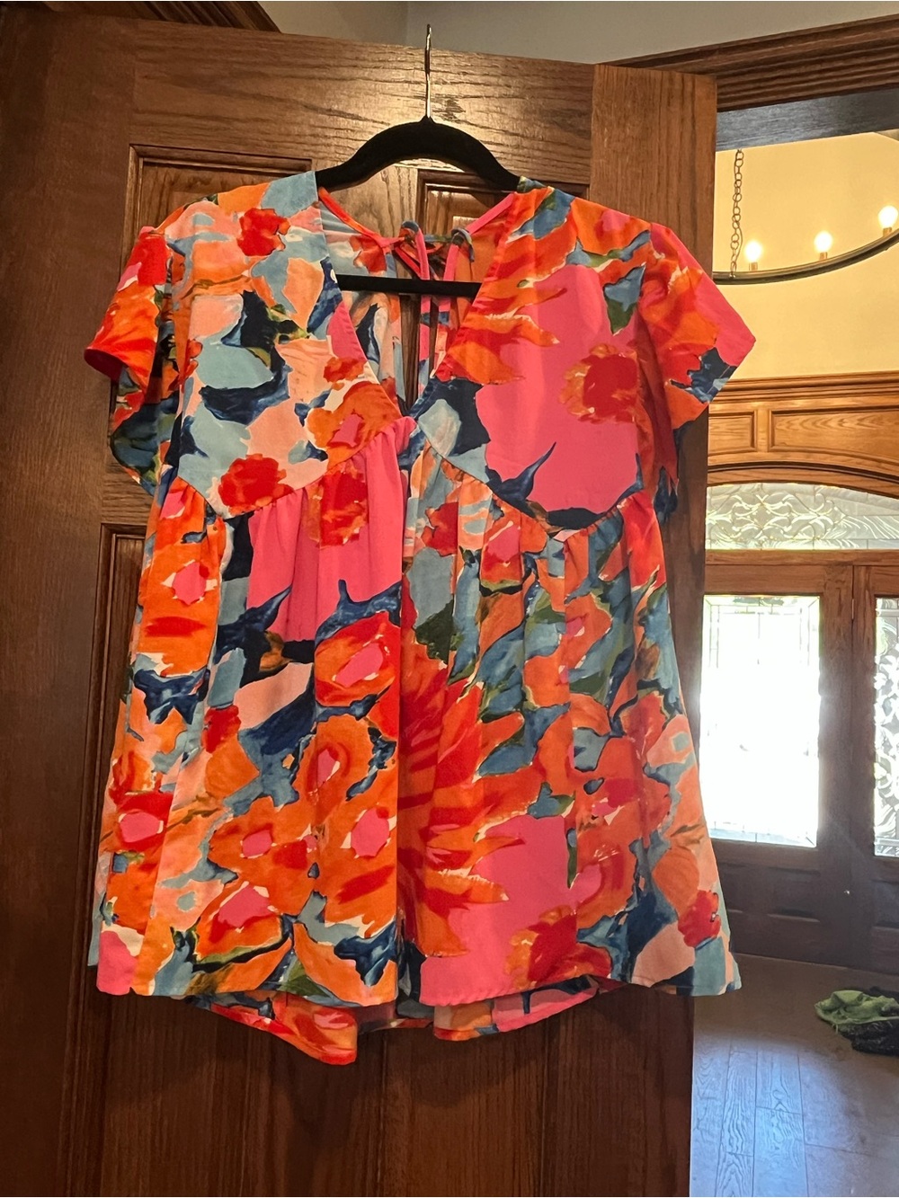 entro Multi-Color Floral Tie-Back Tunic